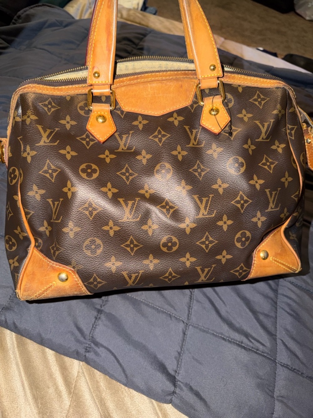 Louis Vuitton Monogram Canvas Satchel in Brown and Tan Leather